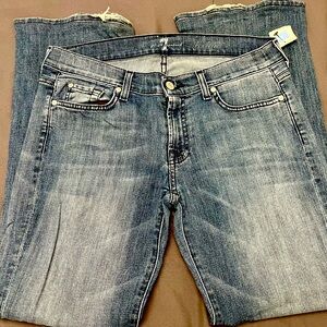 7 For All Mankind Bootcut Denim Jeans Sz 30 x 29 Blue Boot Cut Stretch Mid Rise